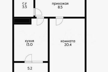 1-к квартира, 50 м², 15/16 эт.
