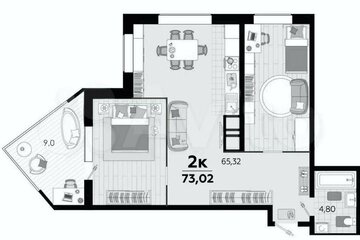 Студия, 84 м², 22/24 эт.