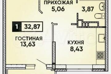 1-к квартира, 29,8 м², 14/20 эт.