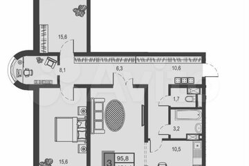 3-к квартира, 95 м², 9/23 эт.