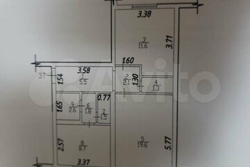 2-к квартира, 55 м², 1/9 эт.