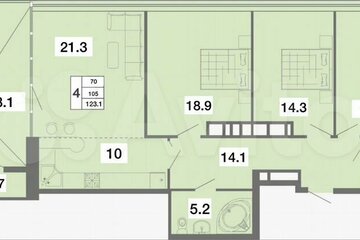 4-к квартира, 123 м², 19/19 эт.