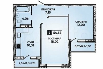 2-к квартира, 57 м², 9/18 эт.