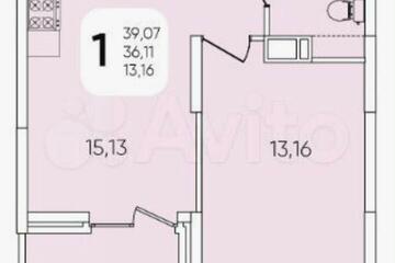 1-к квартира, 42 м², 7/16 эт.