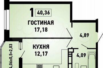 1-к квартира, 40 м², 3/24 эт.